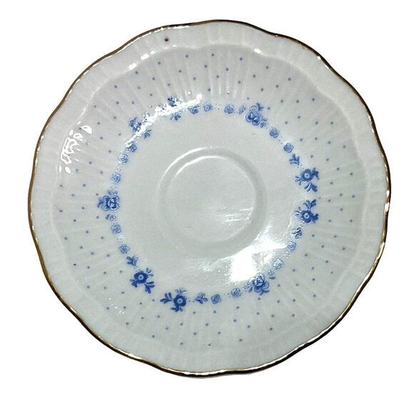 Bell Epoque China Tea Cup & Saucer Set of 4 Blue Corn Flowers Porcellane Macroni - Picture 4 of 6